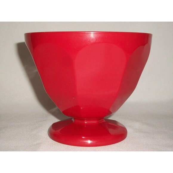 Red Plastic Ice Cream Sundae Dessert Bowls Set 6 Picnic Pool BBQ Party - Picture 3 of 7